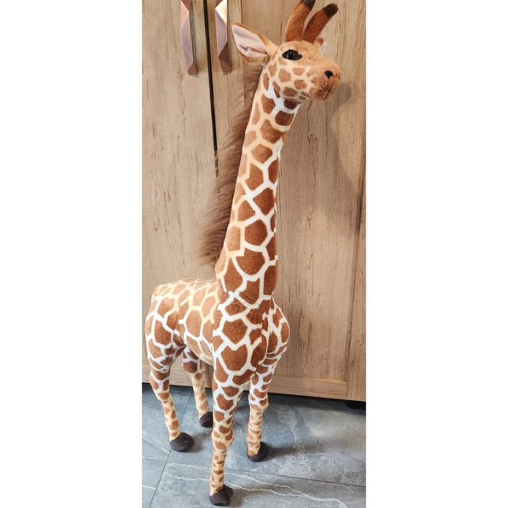 Linzy Plush Giraffe Large Standing Stuffed Animal Realistic Safari Decor Brown
